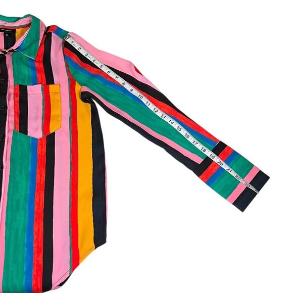 Who What Wear Multicolor Stripe Button-Down Blouse – Size XS (Y2K 90s Vibe) - Picture 8 of 9